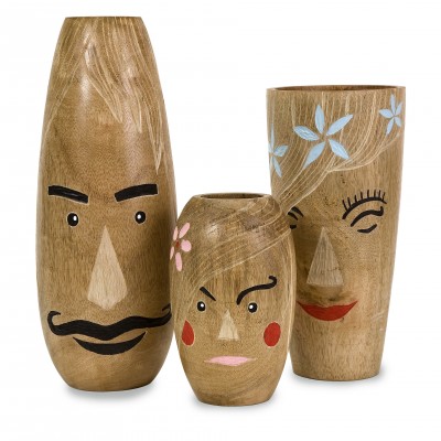 Alvaro Family Carved Wood Vases – Set of 3