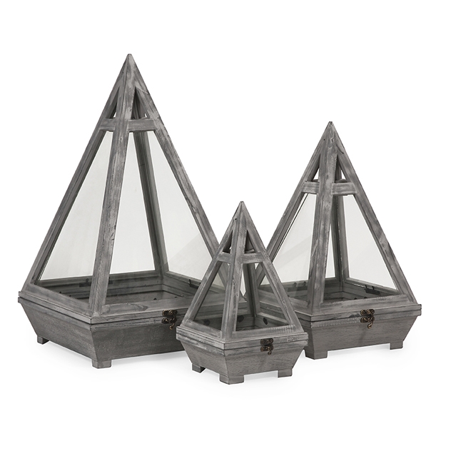 Kira Wood Terrariums - Set of 3