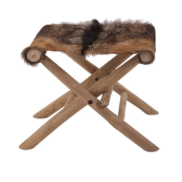 Andros Animal Hide Folding Stool