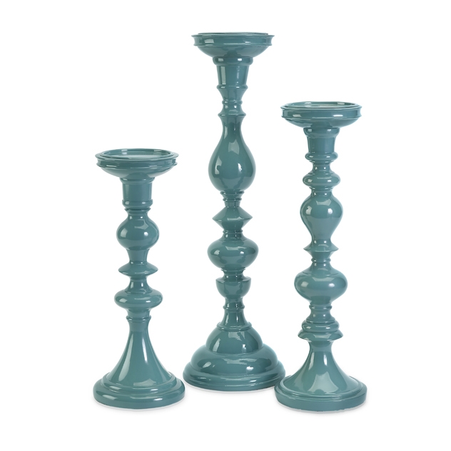 Essential Blue Candle Holders - Set of 3