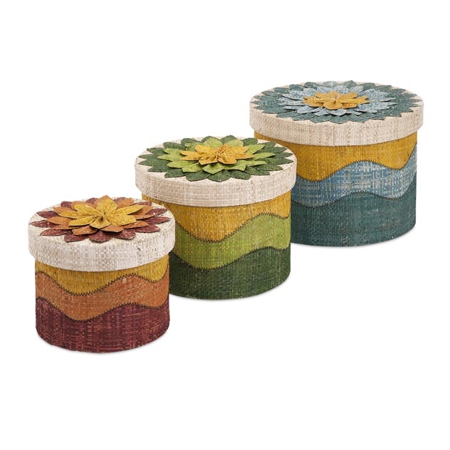 Talise Woven Rafia Boxes - Set of 3