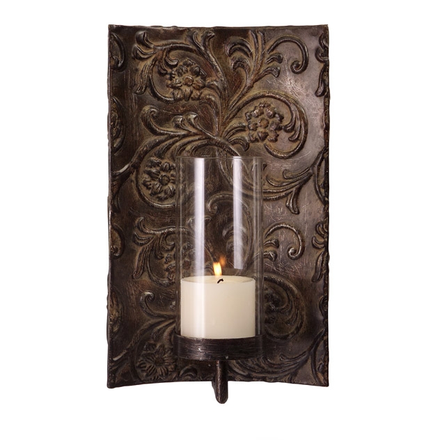 Galicia Embossed Metal and Glass Sconce