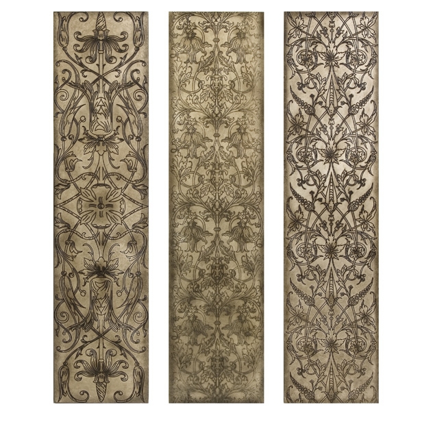 Filligree Pattern Black and White Wall Panels - Set of 3