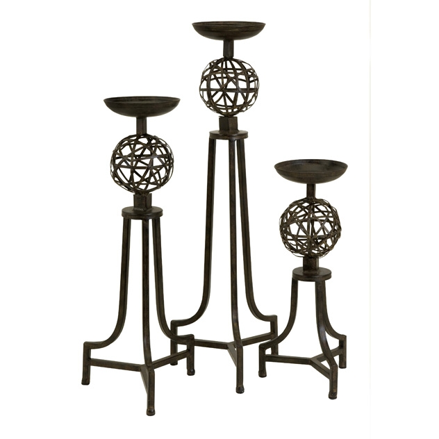 CKI Mesh Metal Sphere Candlesticks - Set of 3