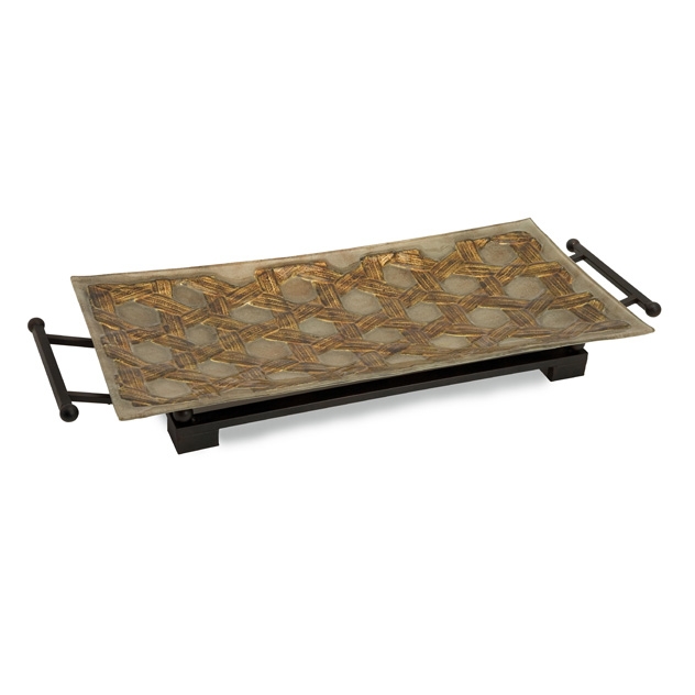 CKI Jasper Rect Glass Tray with Metal Stand