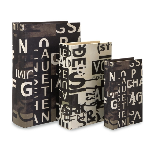 Text Collage Book Boxes - Set of 3