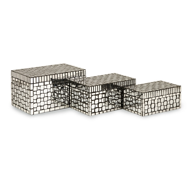 Foley Mirror Mosaic Boxes - Set of 3