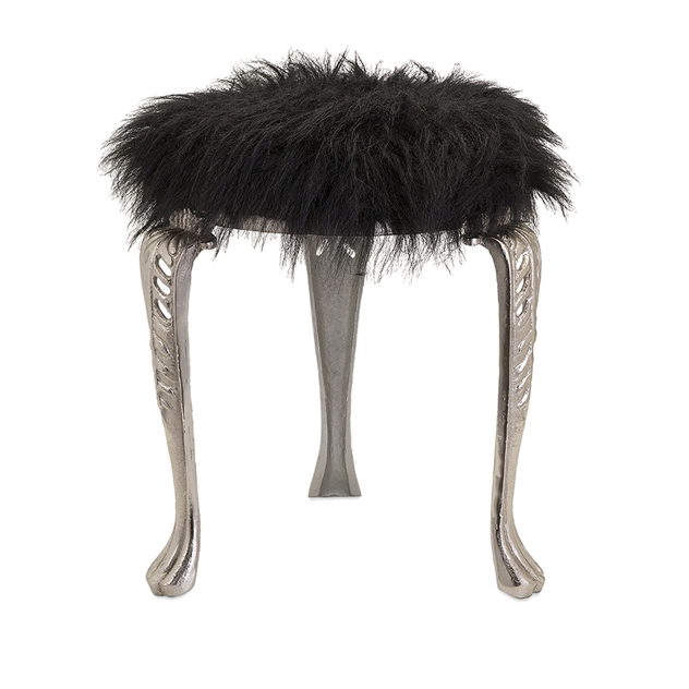 Nikki Chu Neely Black Fur Stool