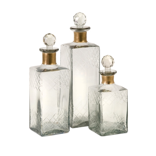 Hampshire Etched Decanters - Set of 3
