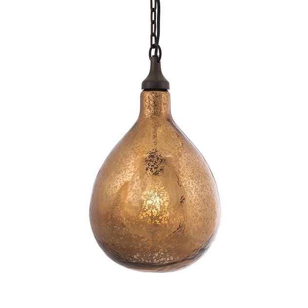 Salina Antique Amber Mercury Glass Pendant Light