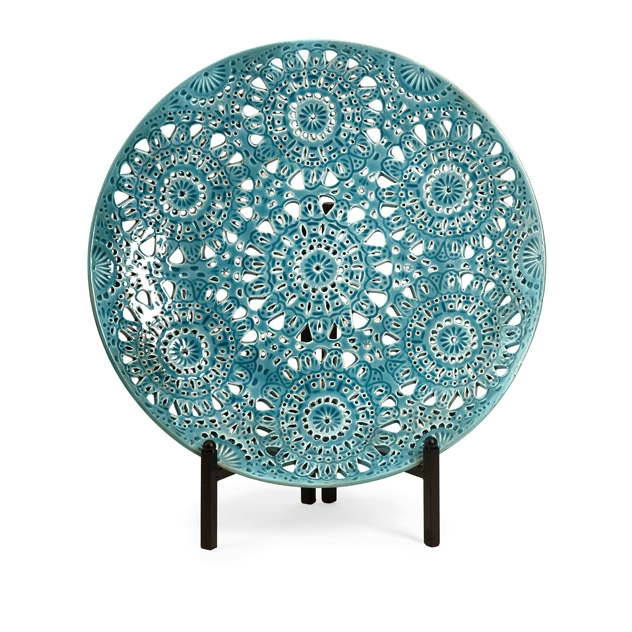 Lopez Floral Pierced Charger with Iron Stand