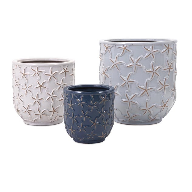 Starfish Earthenware Planters - Set of 3
