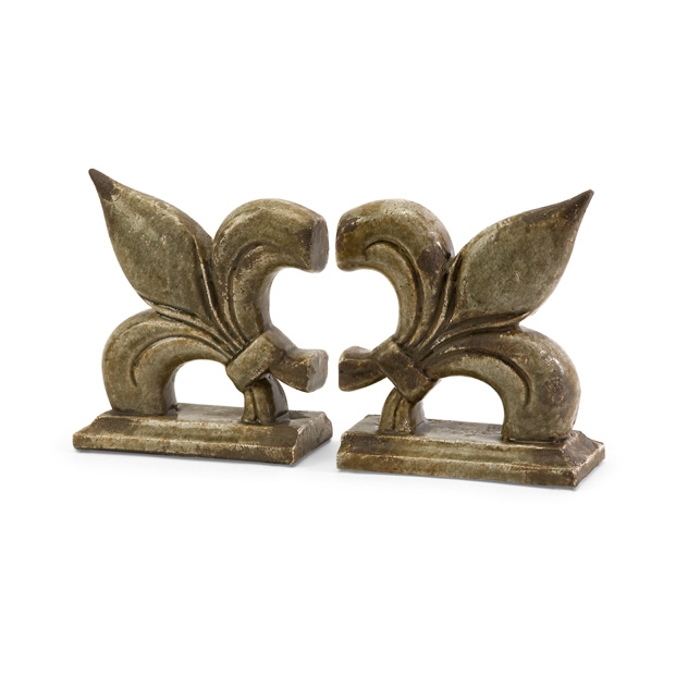 Fleur De Lis Ceramic Bookends - Set of 2