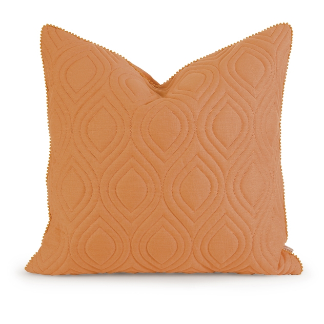 IK Kavita Orange Linen Quilted Pillow w/ Down Fill