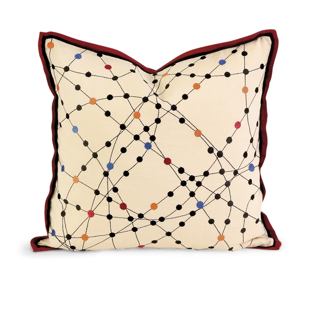 IK Xander Embroidered Linen Pillow w/ Down Fill