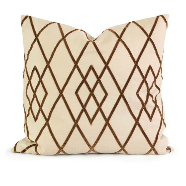 IK Ayaka Brown Velvet on Linen Pillow w/ Down Fill