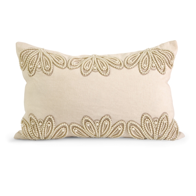 IK Ikhan Lenkha Beaded Pearl Pillow w/ Down Fill