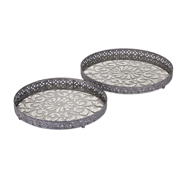 Myers Glass and Metal Trays- Set of 2
