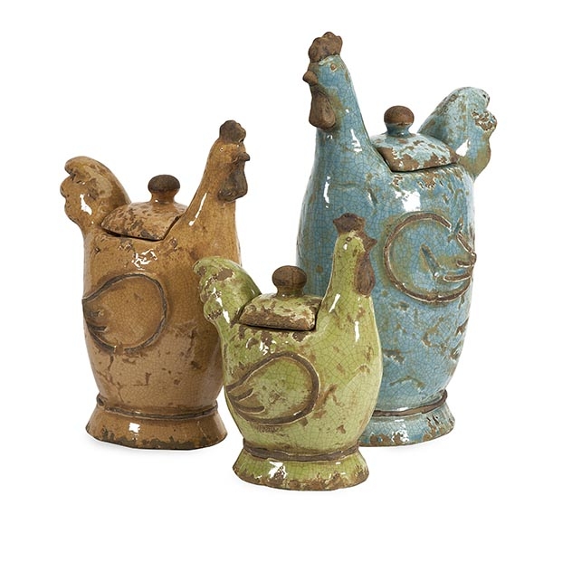 Cherda Lidded Roosters - Set of 3