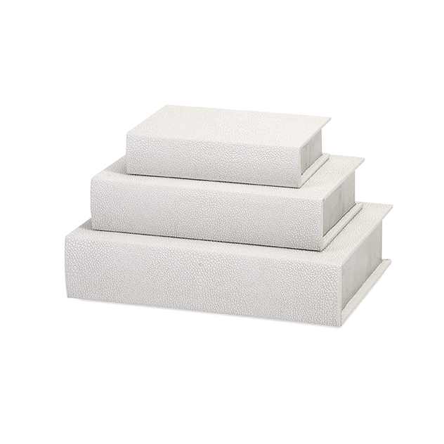 Nikki Chu White Shagreen Book Boxes - Set 3