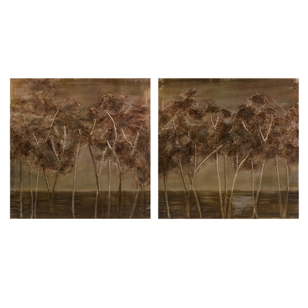 CKI Morales Textured Trees Oils on Canvas - Set of 2