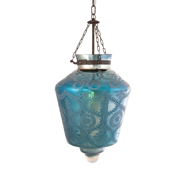 Indigo Etched Glass Pendant Light