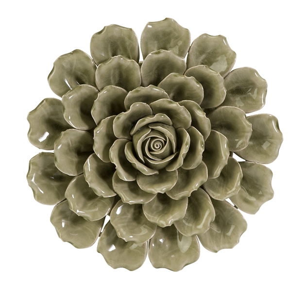 Magdalyn Green Ceramic Wall Flower