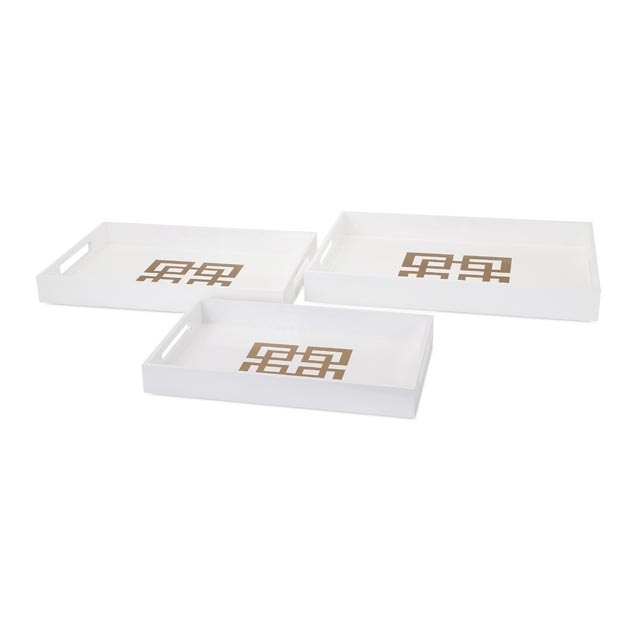 Giselle White Lacquer Trays- Set of 3