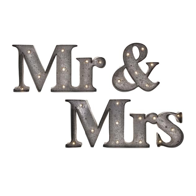 Mr. & Mrs. Lighted Signs - Set of 3