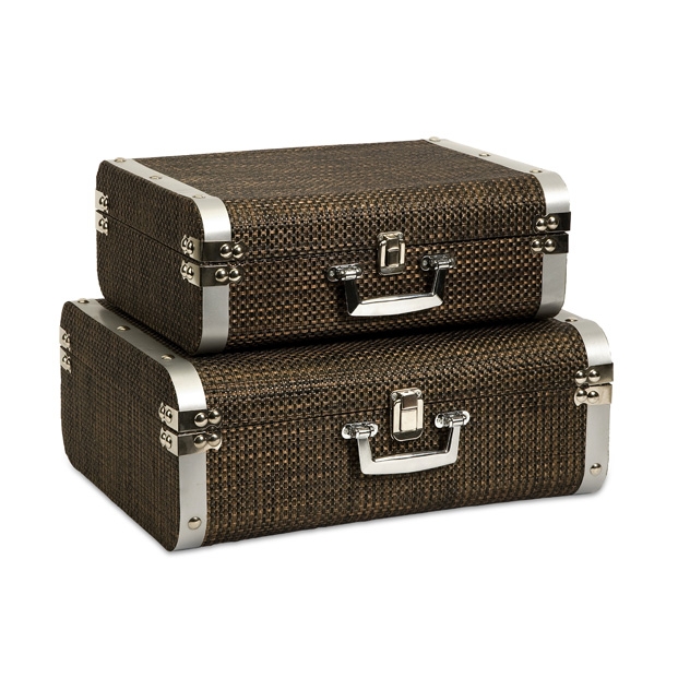 Curry Storage Suitcases with Stainless Steel Trim - Set of 2