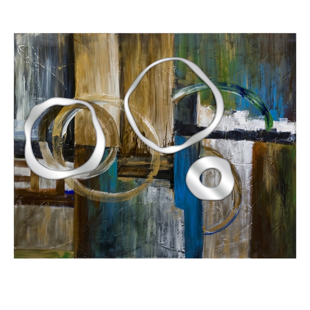 Zephan Oil Painting w/ Mirror Circles