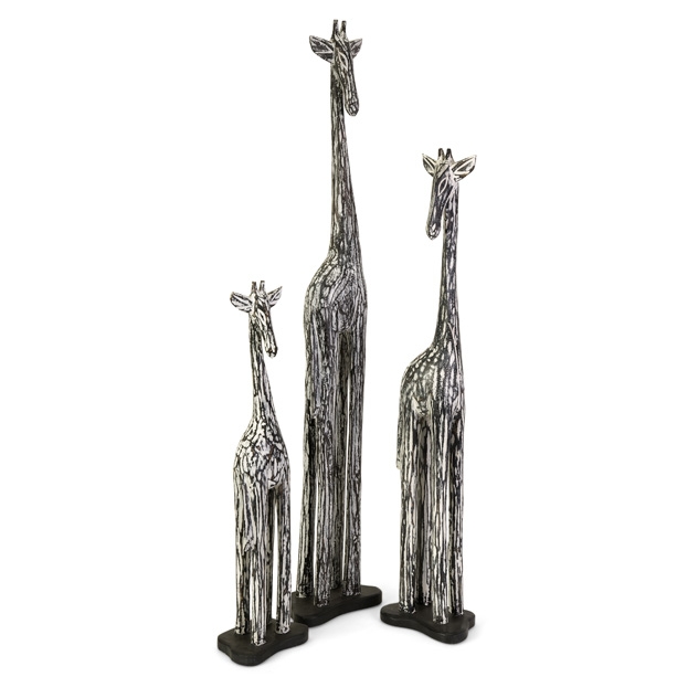 Banji Wood Carved Giraffes - Set of 3