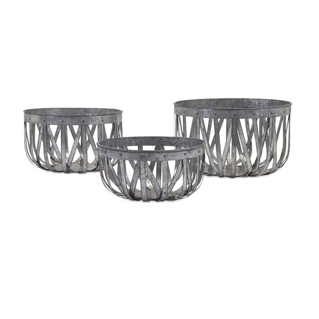 Arlene Galvanized Baskets - Set of 3