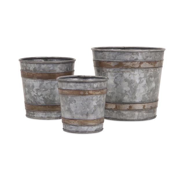 Becki Galvanized Pots - Set of 3