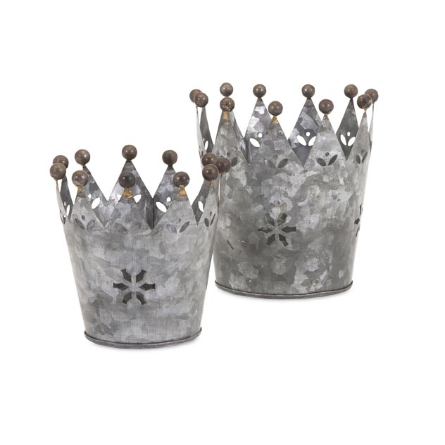 Maddy Galvanized Crowns - Set of 2