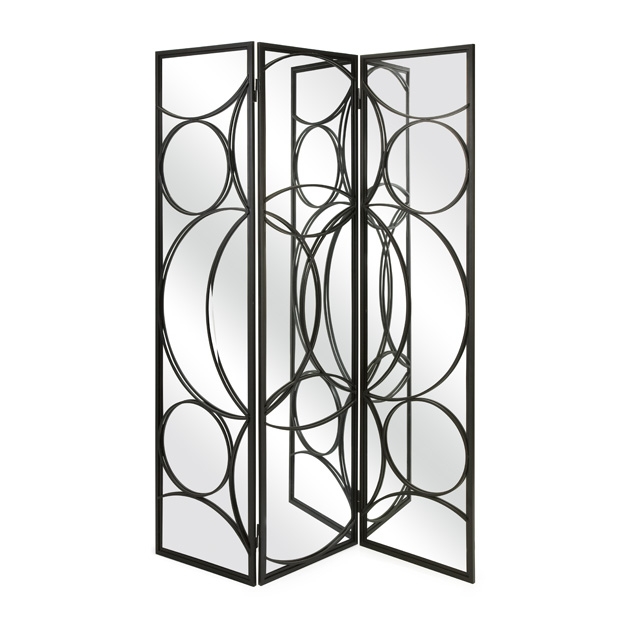 Serline Mirror and Iron Floor Screen
