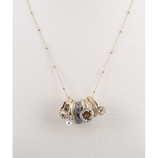 BTQ Mixed Metal Ring Charms on Chain