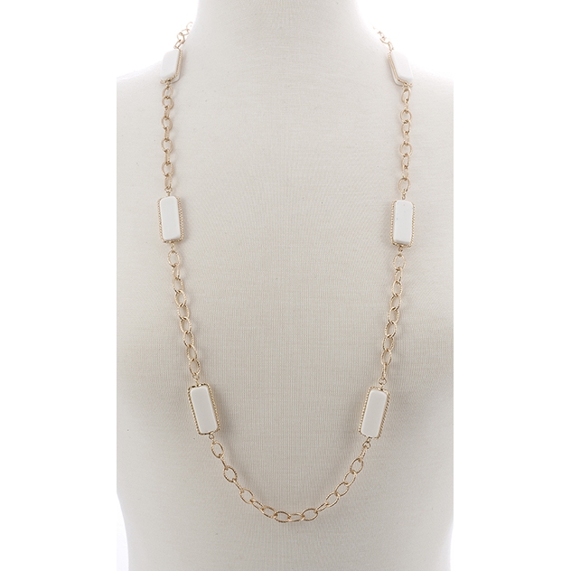 BTQ Faceted White Stone Necklace