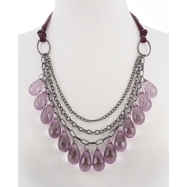 BTQ Purple Crystal Teardrop Necklace