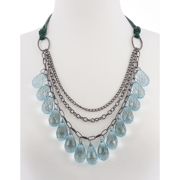 BTQ Blue Crystal Teardrop Necklace