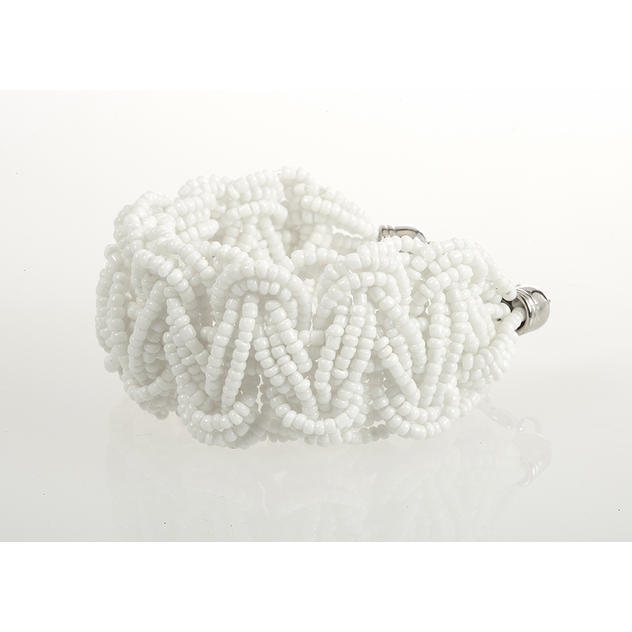BTQ White Woven Bead Bracelet