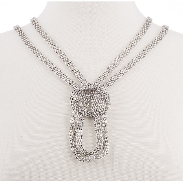 BTQ Silver Mesh Knot Chain Necklace