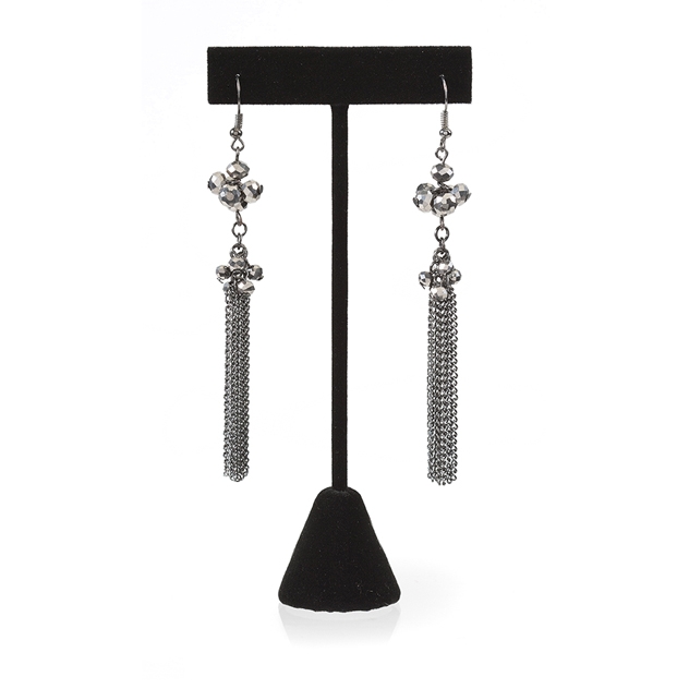 BTQ Grey Metal Tassel Earrings