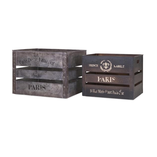 Paris Metal Crates - Set of 2