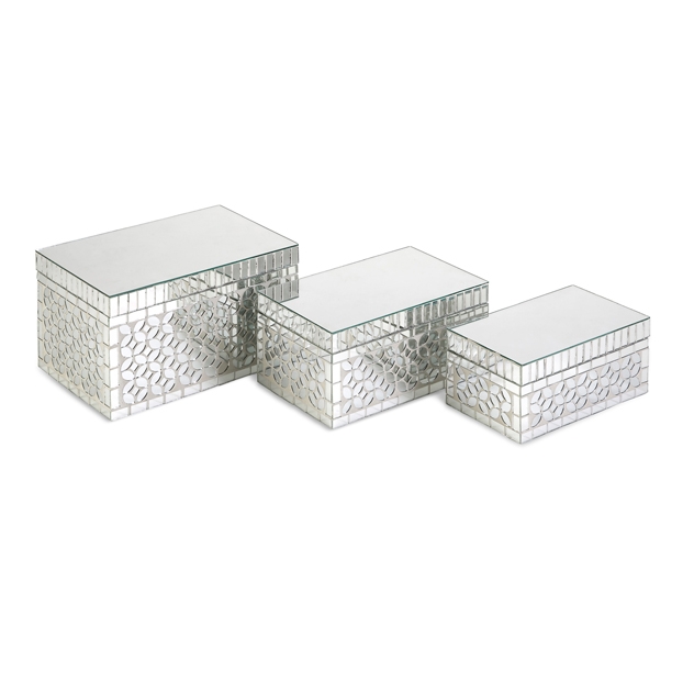 Mandiline Mirror Mosaic Boxes - Set of 3