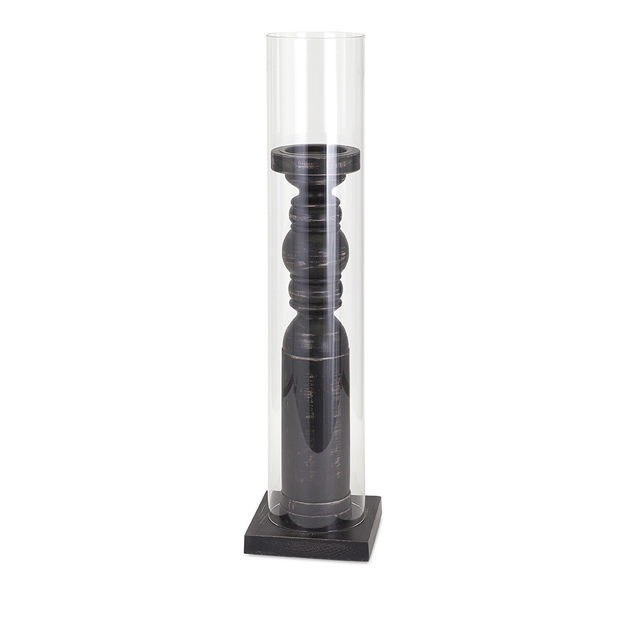 Ella Elaine Large Wood and Glass Candleholder