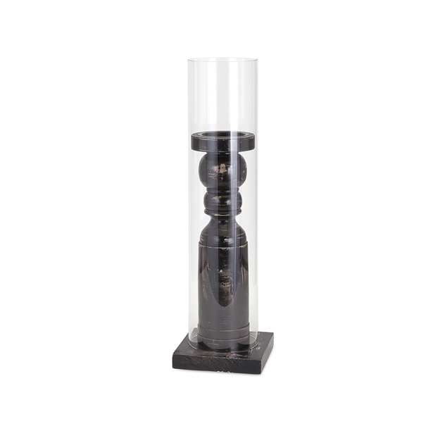 Ella Elaine Medium Wood and Glass Candleholder