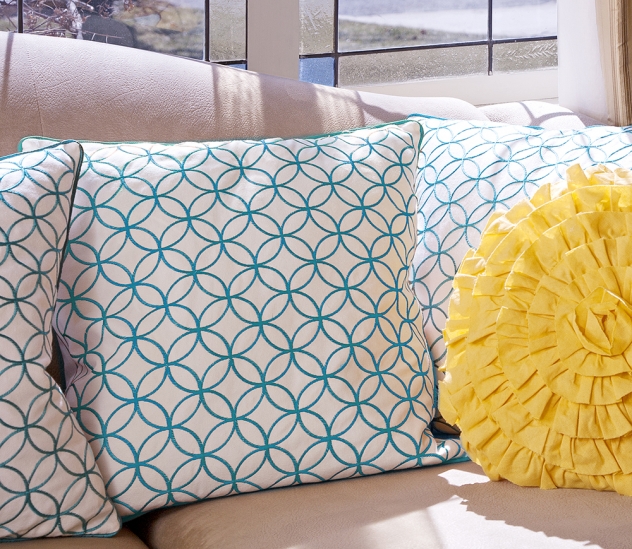 Essentials Blue Embroidered Pillow