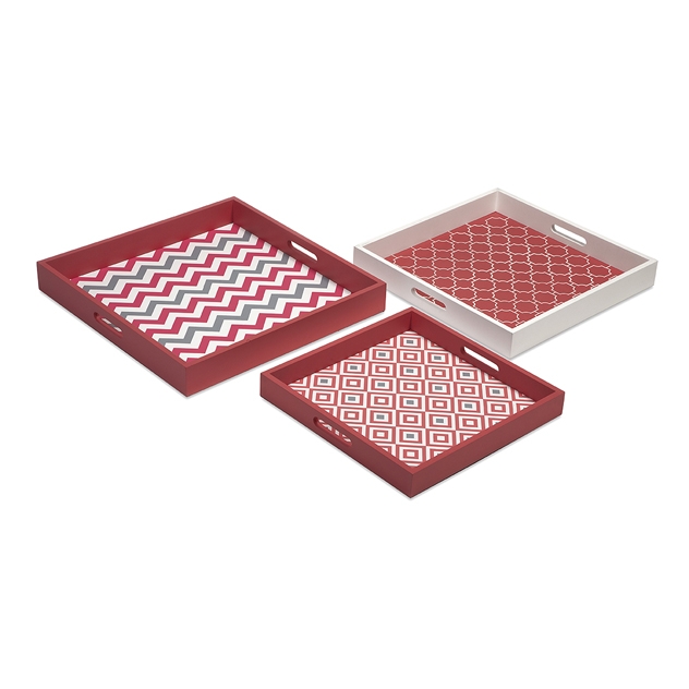 Essentials Graphic Melon Sorbet Trays - Set of 3