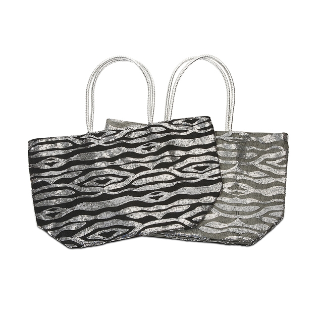 BTQ Saluda Metallic Sequin Zebra Bag - Ast 2